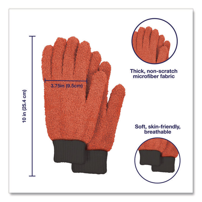 Microfiber Dusting Gloves and Mitts, Coral with Black Cuffs, 2 Gloves, 2 Mitts