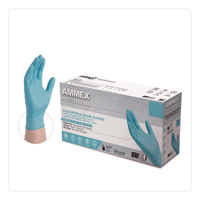 Nitrile Exam Gloves, Powder-Free, Medium, 3 mil Thick, 9.5" Long, Light Blue, 100/Box