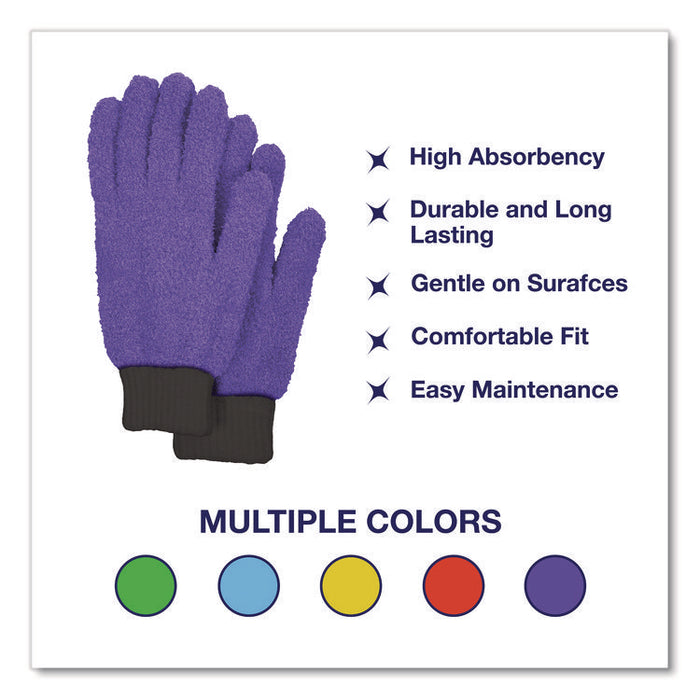 Microfiber Dusting Gloves, Purple with Black Cuffs, 4 Gloves