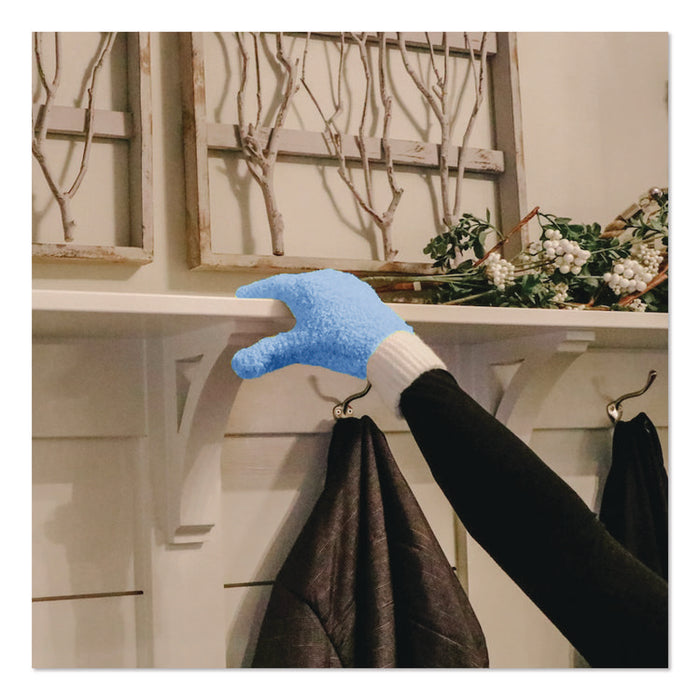 Microfiber Dusting Gloves and Mitts, Blue with White Cuffs, 2 Gloves, 2 Mitts