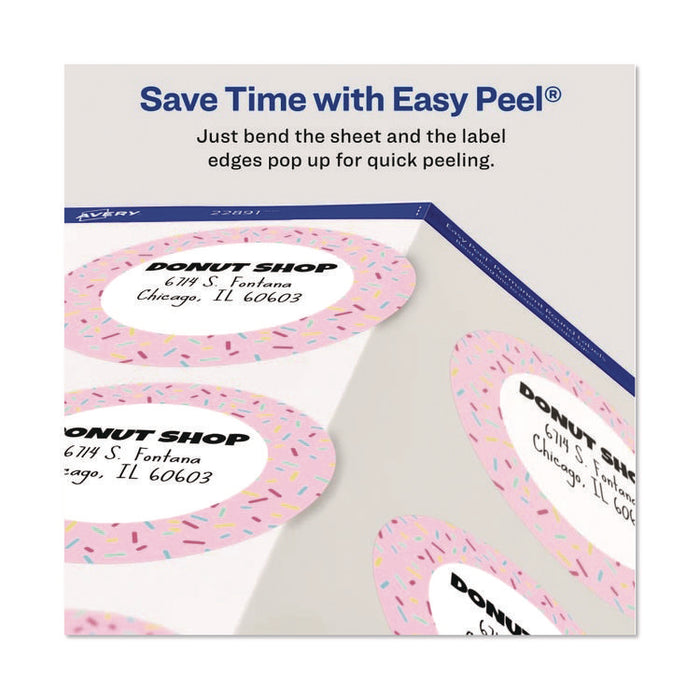 Sure Feed Glossy Labels, 3" dia, White, 8 Labels/Sheet, 10 Sheets Pack