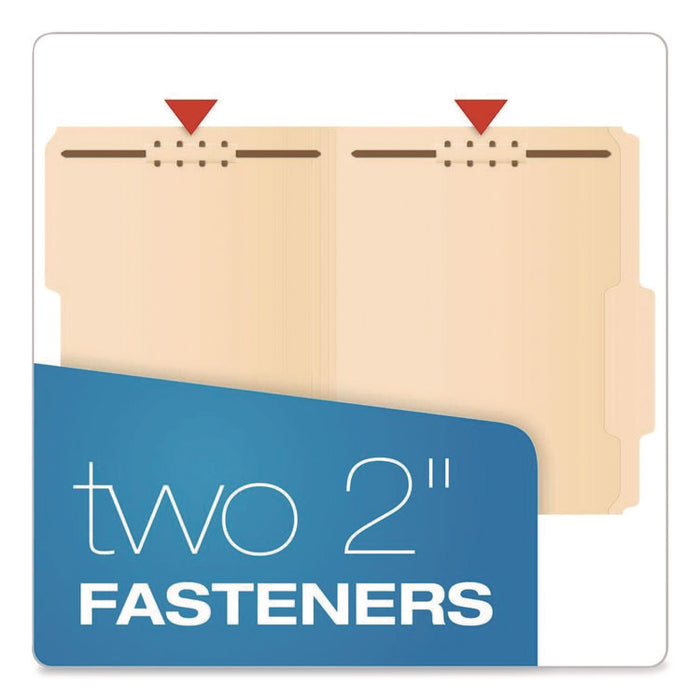 Manila Fastener Folders, 2/5-Cut Tab: Right of Center, Expands 0.75", 2 Fasteners, Letter Size, Manila, 50/Box
