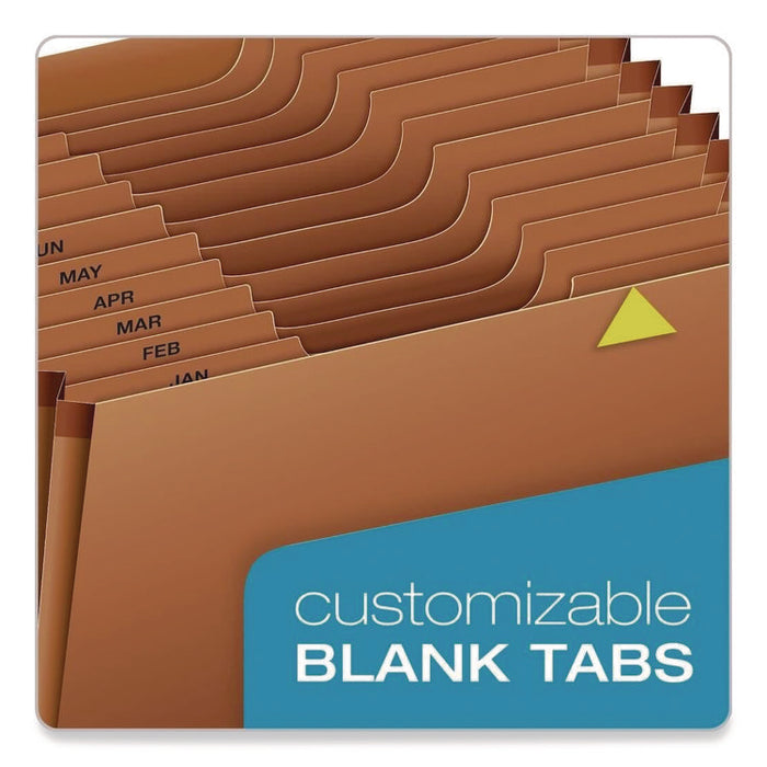 Heavy-Duty Expanding File, 12 Sections, 1/3-Cut Tabs, Legal Size, Redrope
