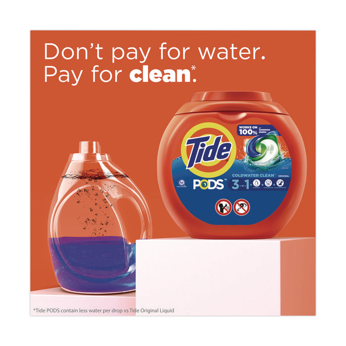 PODS Laundry Detergent, HE Compatible, Coldwater Clean Original, 66 oz Tub, 76 Pods/Tub, 4 Tubs/Carton