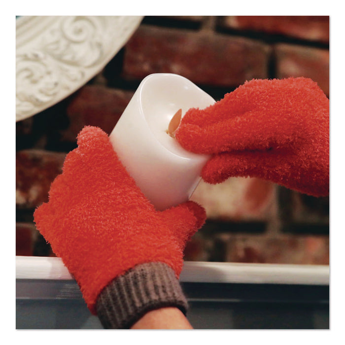 Microfiber Dusting Gloves, Coral with Black Cuffs, 4 Gloves