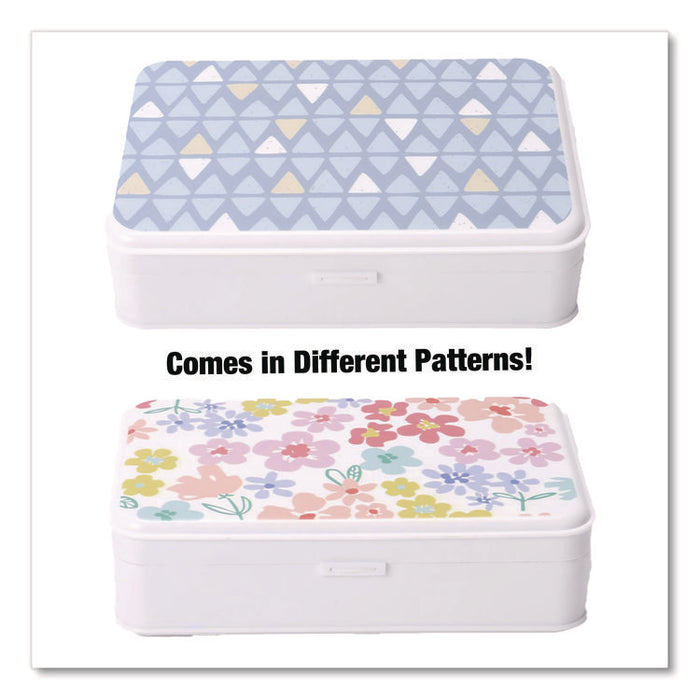Pencil Case, Floral Pattern, 2 Compartments, 5" x 8.75" x 2.75", Pink/Yellow/Green