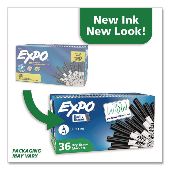 Low-Odor Dry Erase Marker Office Value Pack, Extra-Fine Bullet Tip, Black, 36/Pack