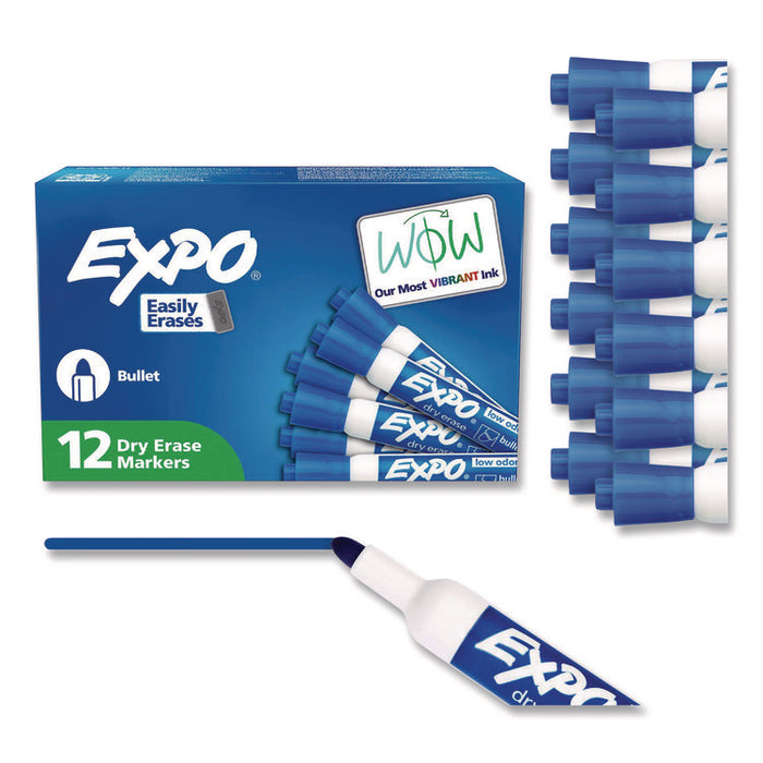Low-Odor Dry-Erase Marker, Medium Bullet Tip, Blue, Dozen