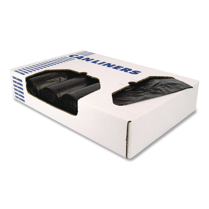 Linear Low-Density Can Liners, 56 gal, 1.7 mil, 43" x 47", Black, Flat Pack, 100/Carton