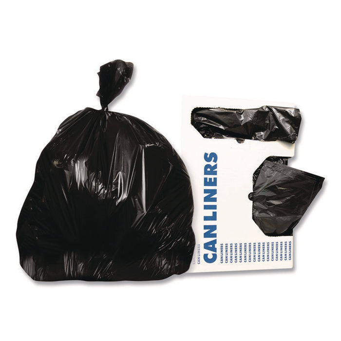 Linear Low-Density Can Liners, 45 gal, 1.5 mil, 40" x 46", Black, Flat Pack, 125/Carton