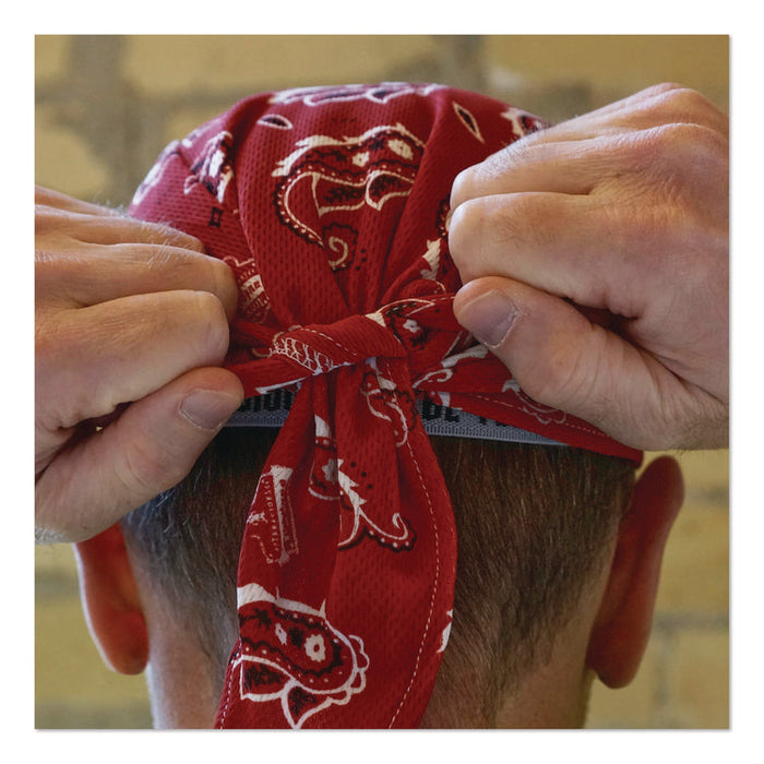 Chill-Its 6615 High-Performance Bandana Doo Rag with Terry Cloth Sweatband, One Size Fits Most, Red Western