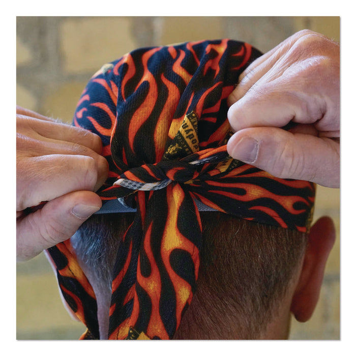 Chill-Its 6615 High-Performance Bandana Doo Rag with Terry Cloth Sweatband, One Size Fits Most, Flames