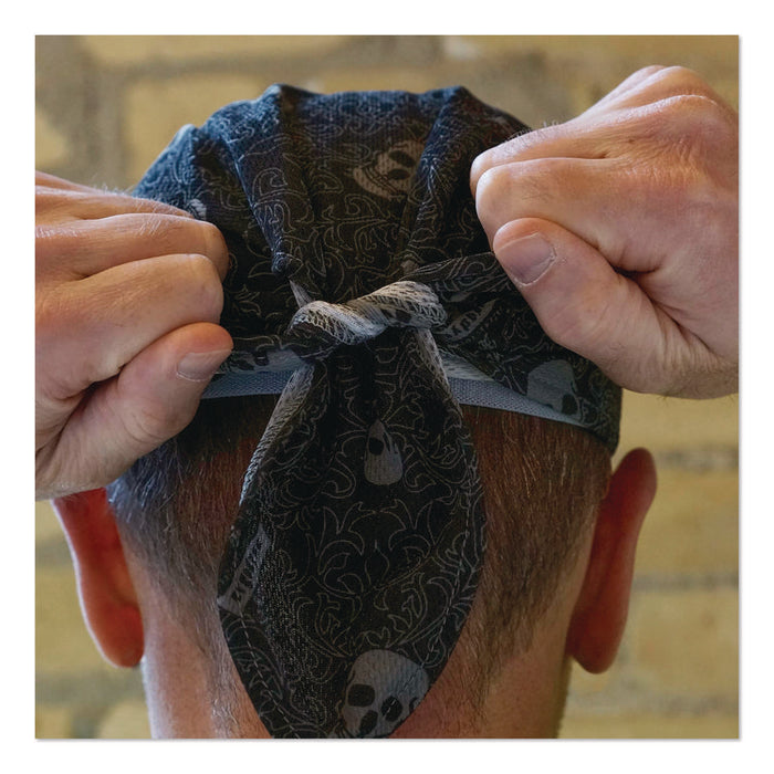 Chill-Its 6615 High-Performance Bandana Doo Rag with Terry Cloth Sweatband, One Size Fits Most, Skulls