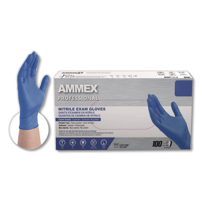Nitrile Exam Gloves, Powder-Free, Small, 3 mil Thick, 9.5" Long, Blue, 100/Box, 10 Boxes/Carton