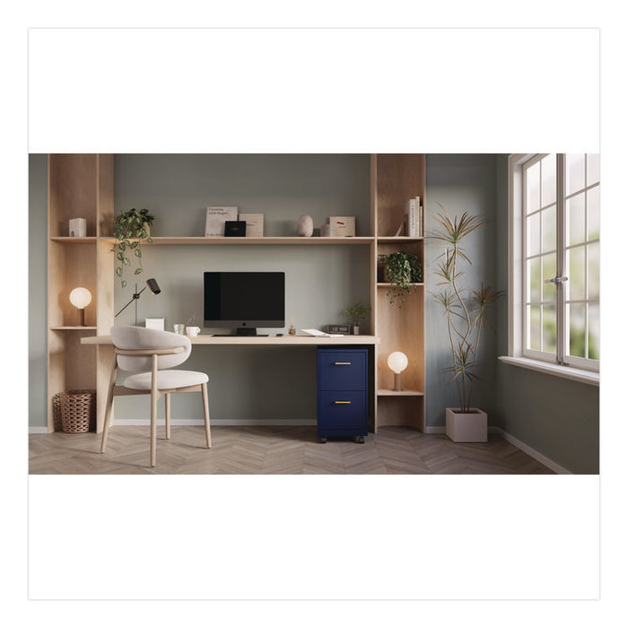 Two-Drawer Mobile Vertical File, 2 Letter-Size File Drawers, 14.25 x 18 x 26.7, Navy