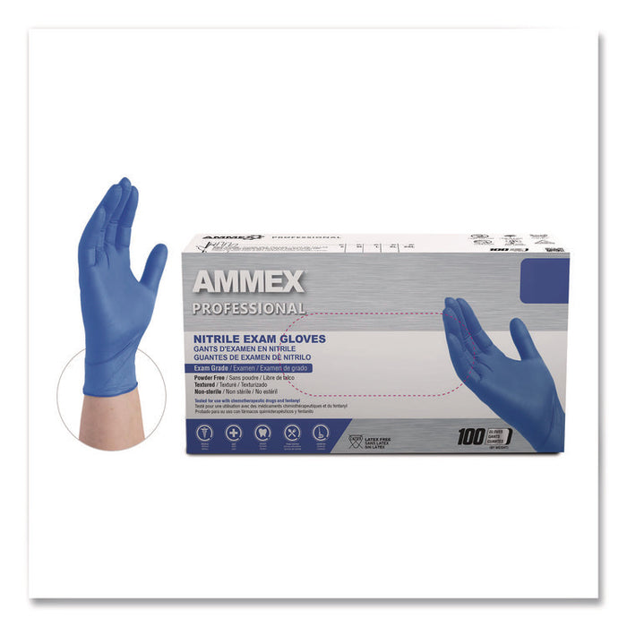 Nitrile Exam Gloves, Powder-Free, Large, 3 mil Thick, 9.5" Long, Blue, 100/Box, 10 Boxes/Carton