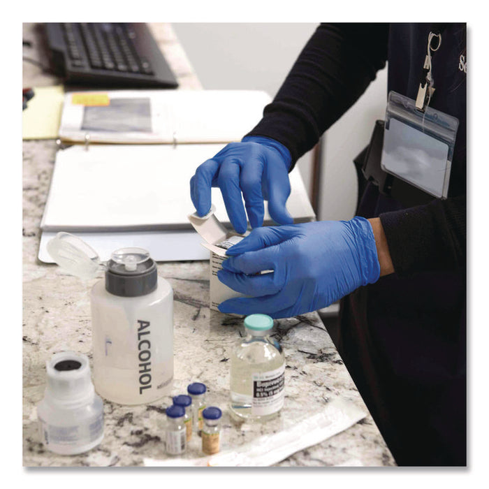 Nitrile Exam Gloves, Powder-Free, Large, 3 mil Thick, 9.5" Long, Blue, 100/Box, 10 Boxes/Carton