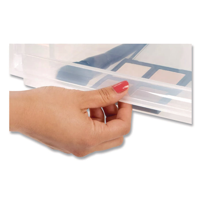 Stackable Storage Drawer, 7.75 gal, 15.75" x 19.62" x 9", Gray/Translucent Frost