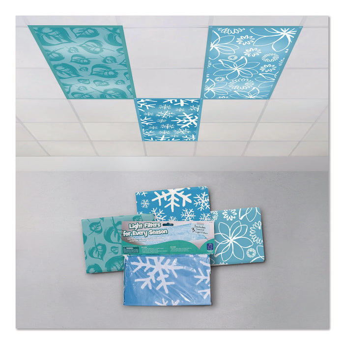 Fluorescent Light Filter Covers, Rectangular, Seasonal Designs, Blue, 3 Covers