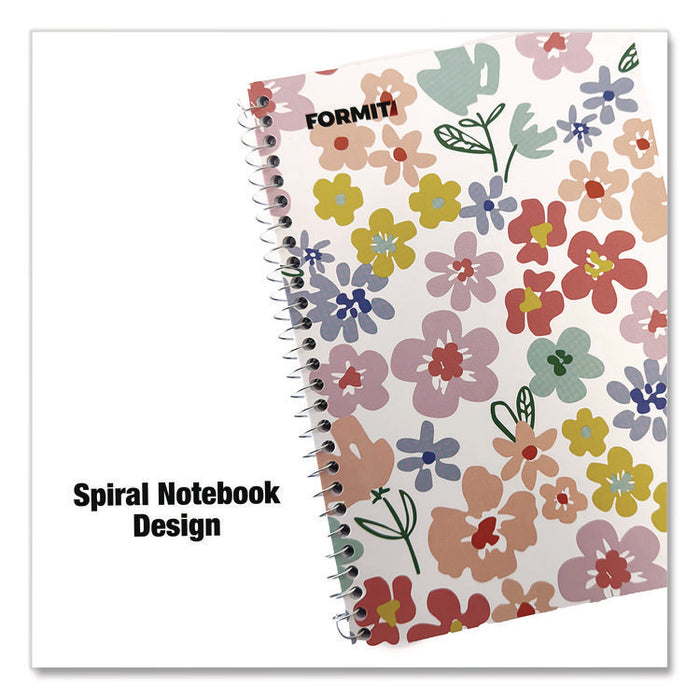 Notebook, Floral Design, 1-Subject, Wide/Legal Rule, Pink/Yellow/Green, (70) 8.75 x 6 Sheets