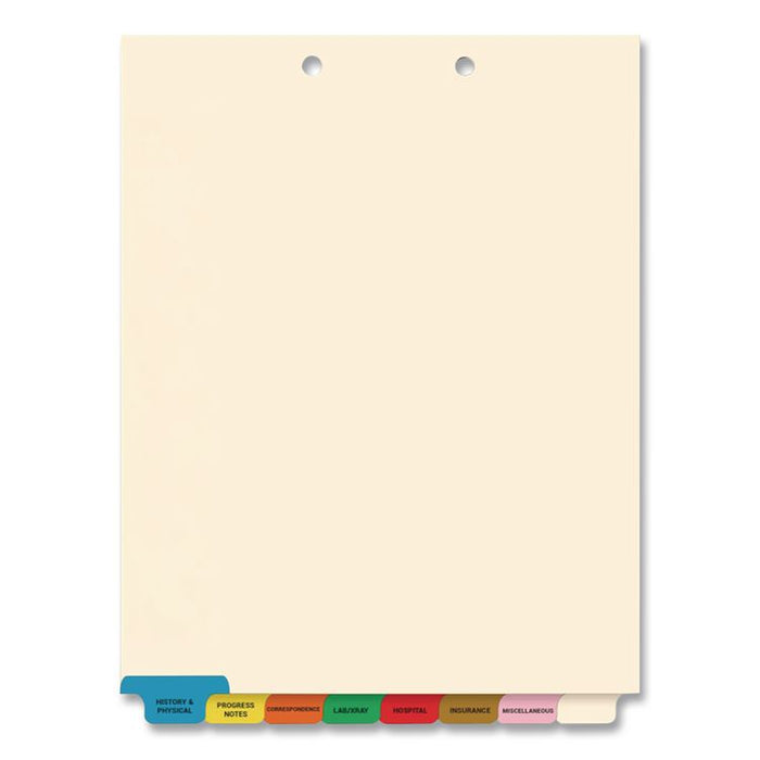 Top Tab Medical Chart Indexes, 8-Tab, Assorted Medical, 11 x 8.5, Manila, 50/Box