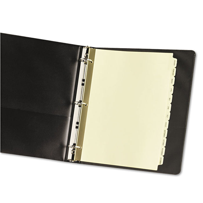 Preprinted Laminated Tab Dividers with Gold Reinforced Binding Edge, 12-Tab, Jan. to Dec., 11 x 8.5, Buff, 1 Set