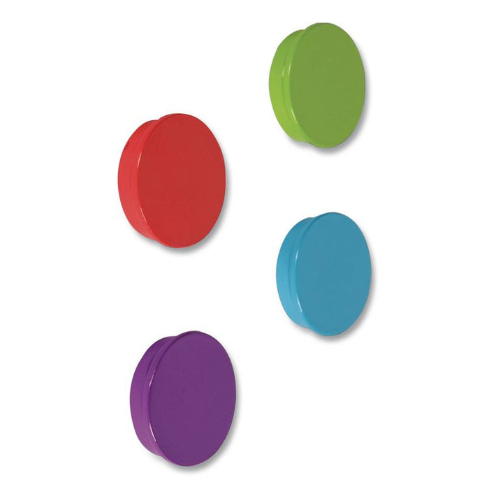 Super Strong Magnets, Small, 1.5" Diameter, Assorted Colors, 4 Pieces