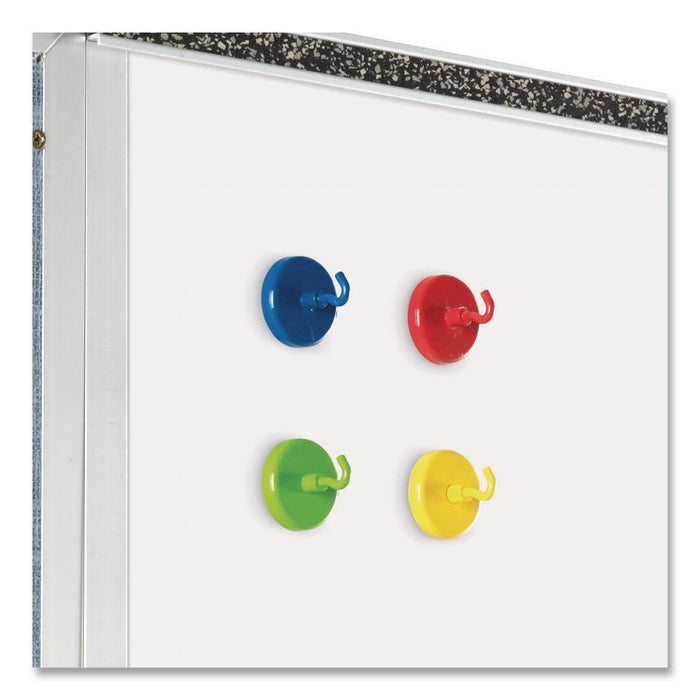 Super Strong Magnetic Hooks, Small, 1.5" Diameter, Assorted Colors, 4 Pieces