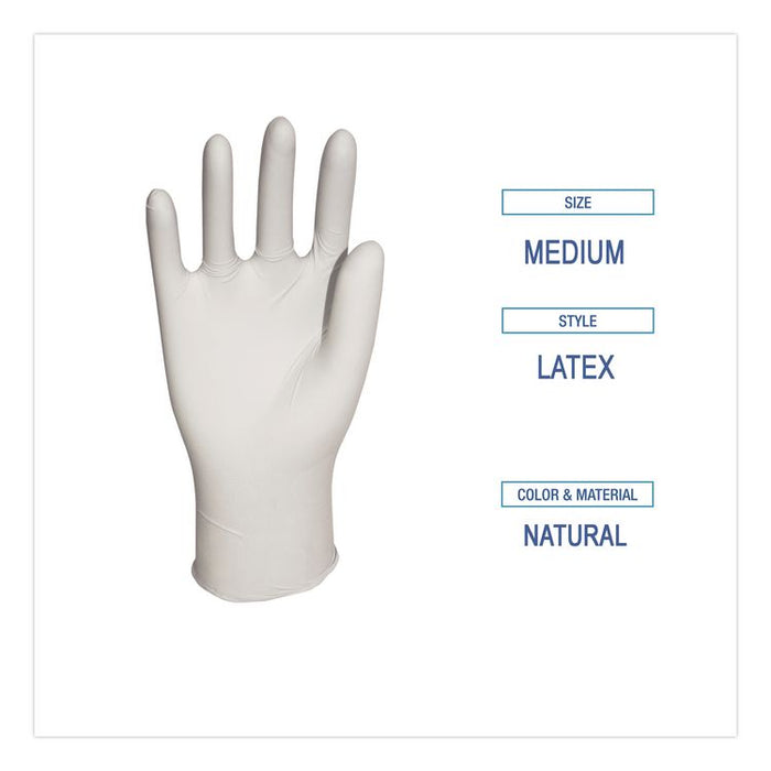 General-Purpose Latex Gloves, Powder-Free, Medium, 4.4 mil Thick, 12" Long, Natural, 100/Box