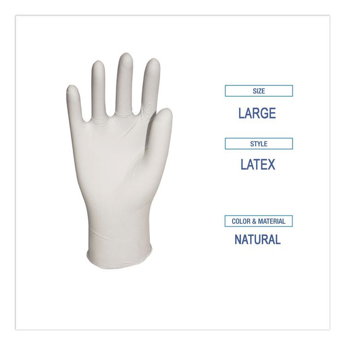 General-Purpose Latex Gloves, Powder-Free, Large, 4.4 mil Thick, 9.5" Long, Natural, 100/Box, 10 Boxes/Carton