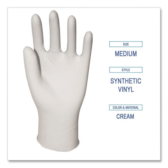 Powder-Free Synthetic Vinyl Gloves, Medium, 4 mil Thick, 9.5" Long, Beige, 100/Box