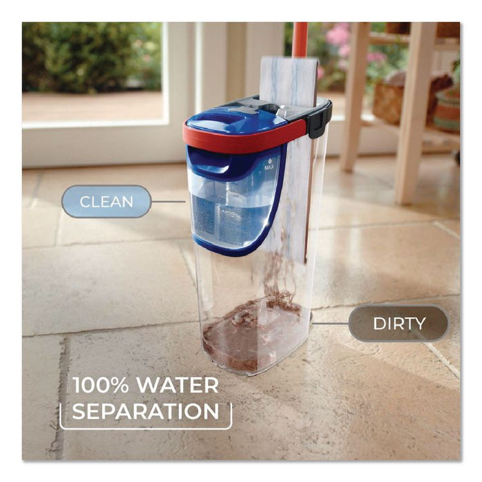 H2Pro Flat Mop System, 9.25 x 4.38 White/Blue Microfiber Head, Up to 56" Black/Red Handle