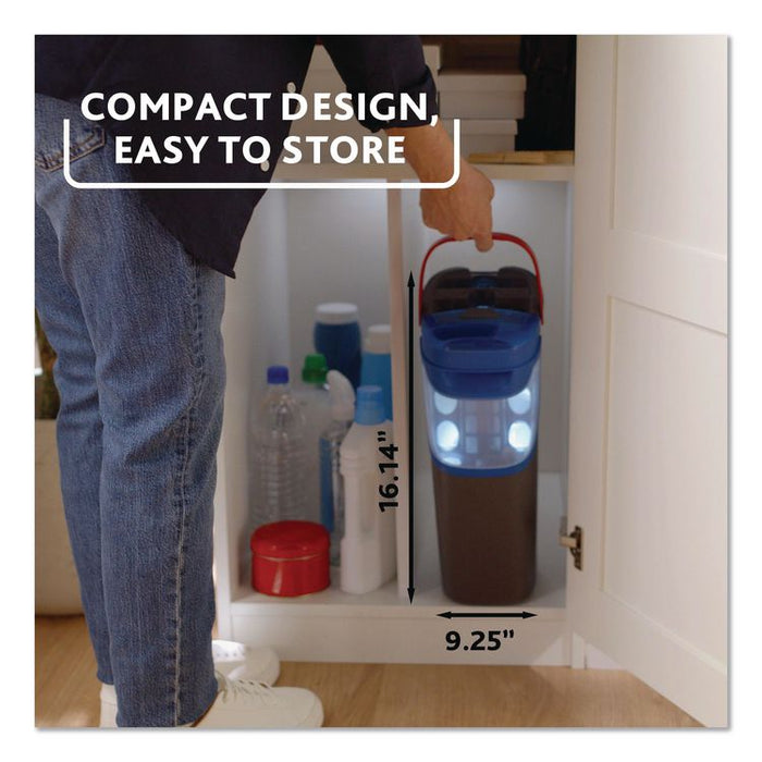 H2Pro Flat Mop System, 9.25 x 4.38 White/Blue Microfiber Head, Up to 56" Black/Red Handle