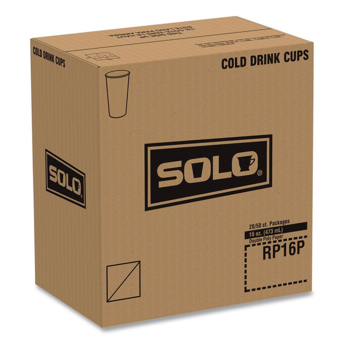 Double Sided Poly (DSP) Paper Cold Cups, 16 oz, White, 50 Cups/Sleeve, 20 Sleeves/Carton