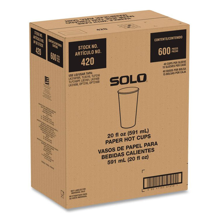 Recycled Content PCF Paper Hot Cups, ProPlanet Seal, 20 oz, White/Blue, 600/Carton