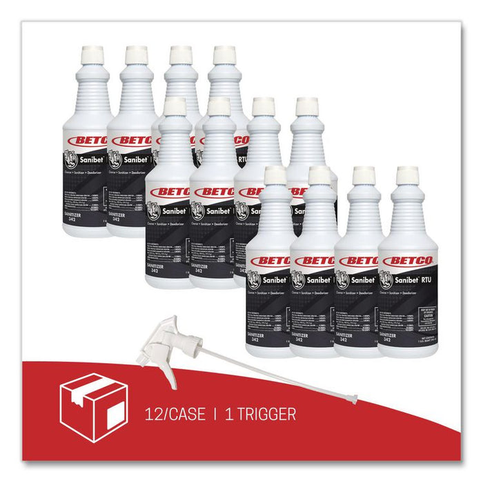 Sanibet RTU Sanitizer and Surface Cleaner, Unscented, 32 oz Bottle