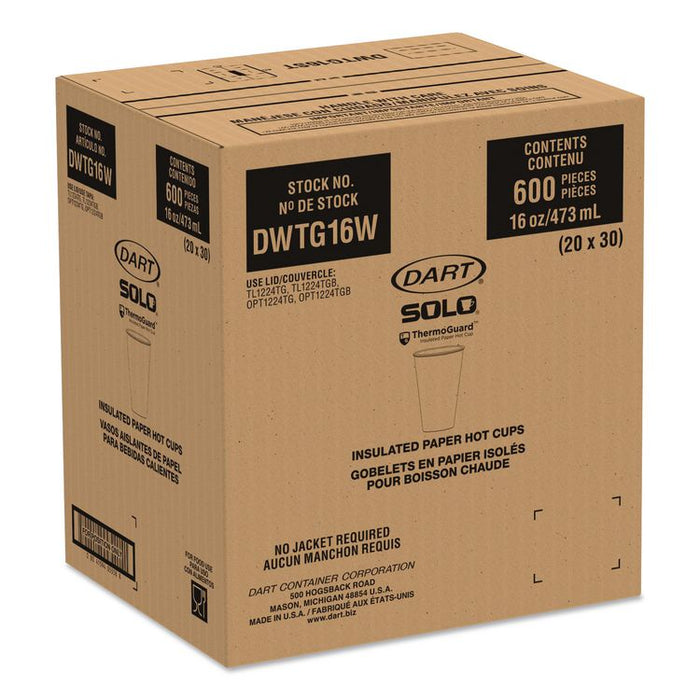 Thermoguard Insulated Paper Hot Cups, 16 oz, White Sustainable Forest Design, 30/Pack