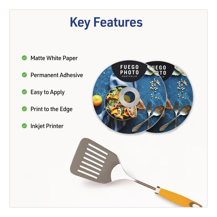 Inkjet CD Labels, Matte White, 40/Pack