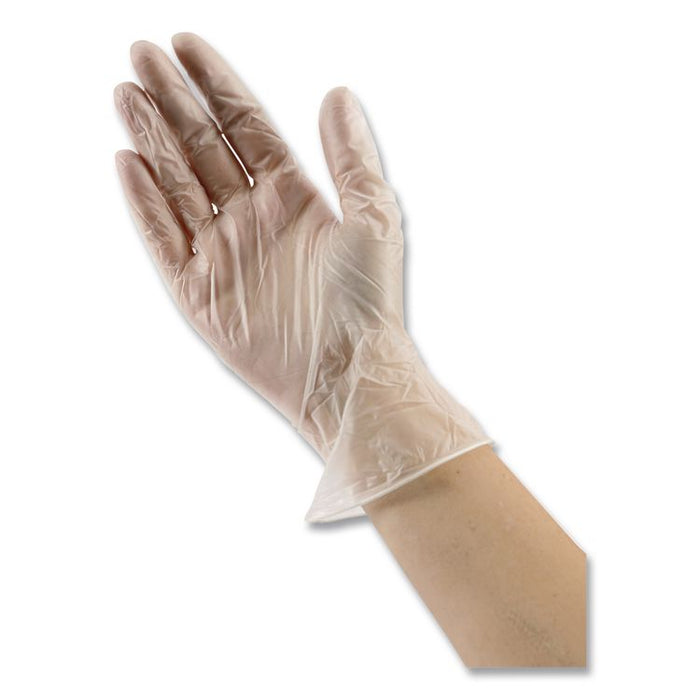 General Purpose Vinyl Gloves, Powder-Free, Large, 2.6 mil Thick, 9.5" Long, Clear, 100/Box, 10 Boxes/Carton