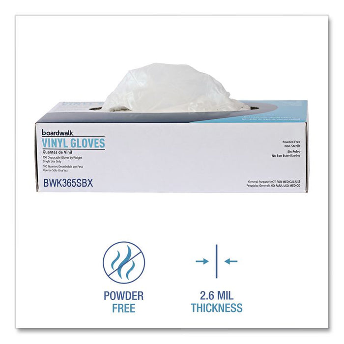 General Purpose Vinyl Gloves, Powder-Free, Small, 2.6 mil Thick, 9.5" Long, Clear, 100/Box