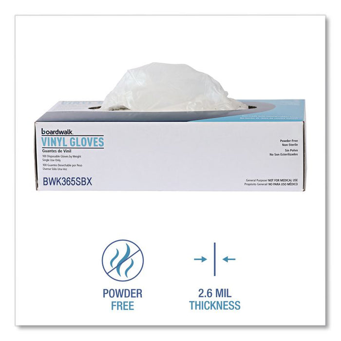General Purpose Vinyl Gloves, Powder-Free, Small, 2.6 mil Thick, 9.5" Long, Clear, 100/Box, 10 Boxes/Carton