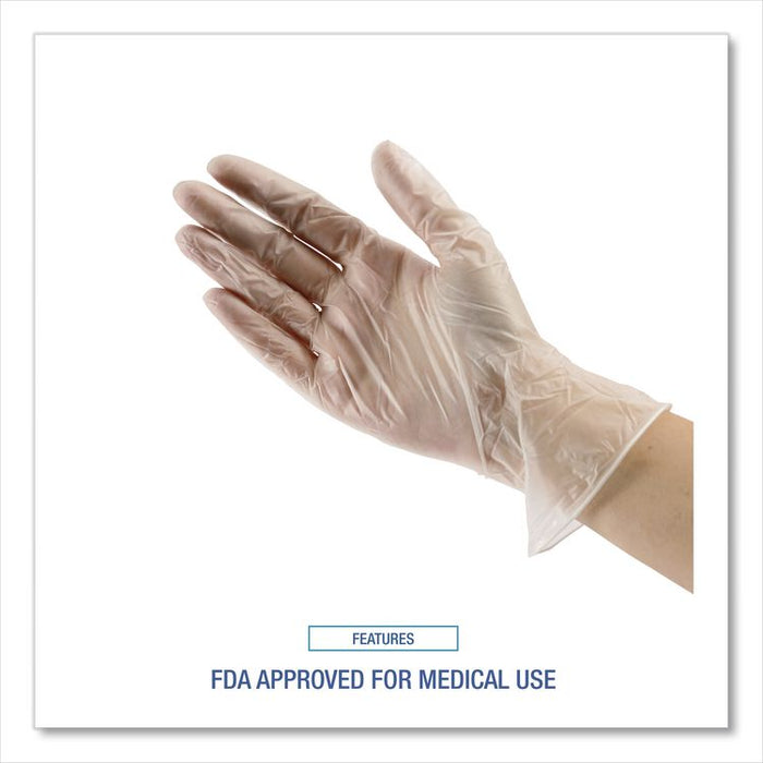 General Purpose Vinyl Gloves, Powder-Free, Small, 2.6 mil Thick, 9.5" Long, Clear, 100/Box, 10 Boxes/Carton