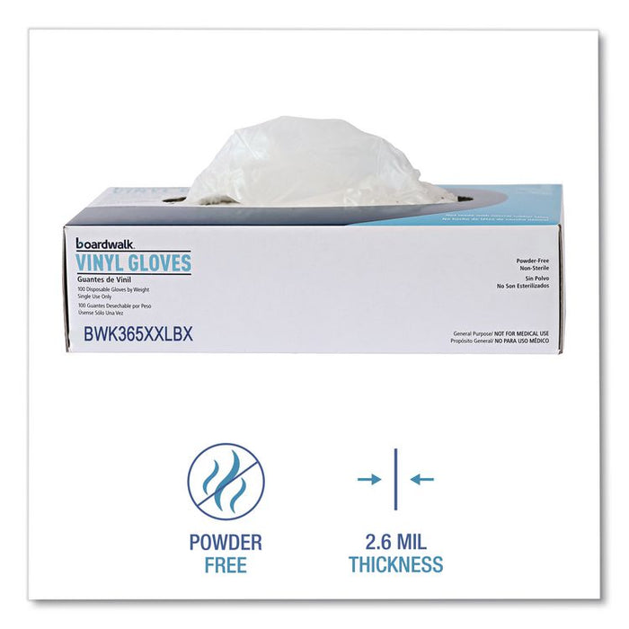 General Purpose Vinyl Gloves, Powder-Free, XX-Large, 2.6 mil Thick, 9.5" Long, Clear, 100/Box