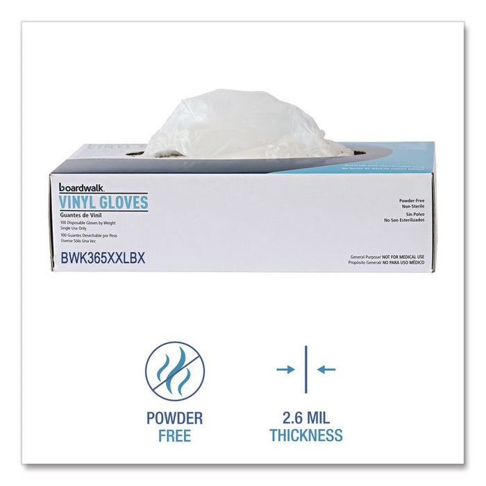 General Purpose Vinyl Gloves, Powder-Free, XX-Large, 2.6 mil Thick, 9.5" Long, Clear, 100/Box, 10 Boxes/Carton