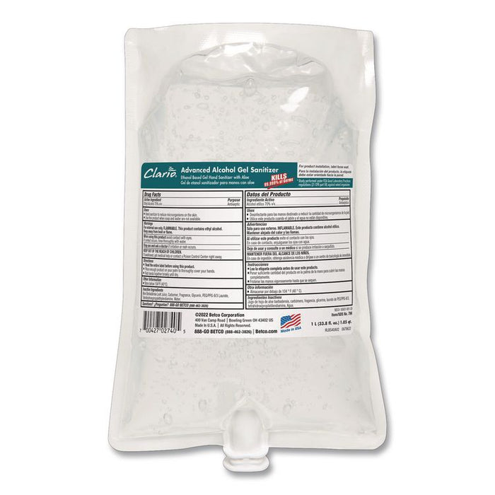 Advanced Gel Hand Sanitizer, 1,000 mL Bag, Light and Fresh Scent, 6/Carton