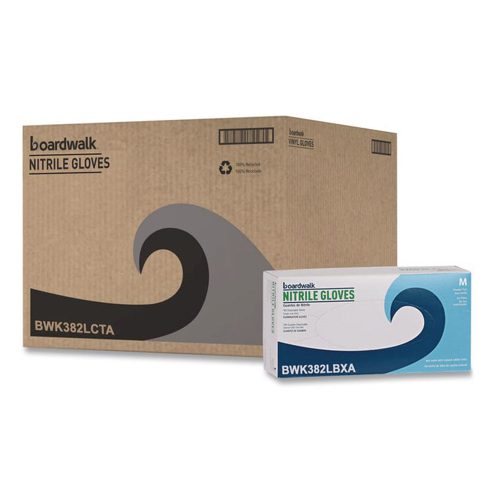 Disposable Examination Nitrile Gloves, Powder-Free, Large, 5 mil Thick, 9.5" Long, Blue, 100/Box, 10 Boxes/Carton