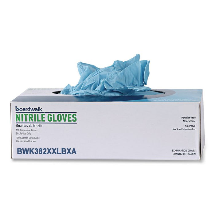 Disposable Examination Nitrile Gloves, Powder-Free, XX-Large, 5 mil Thick, 9.5" Long, Blue, 100/Box, 10 Boxes/Carton