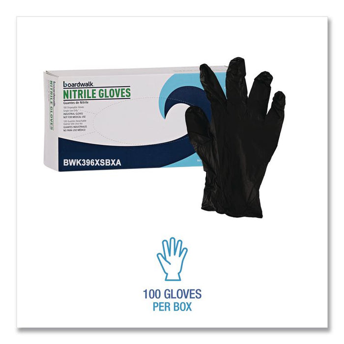 396 Series Disposable General-Purpose Nitrile Gloves, Powder-Free, X-Small, 4.4 mil Thick, 9.5" Long, Black, 100/Box,10 BX/CT
