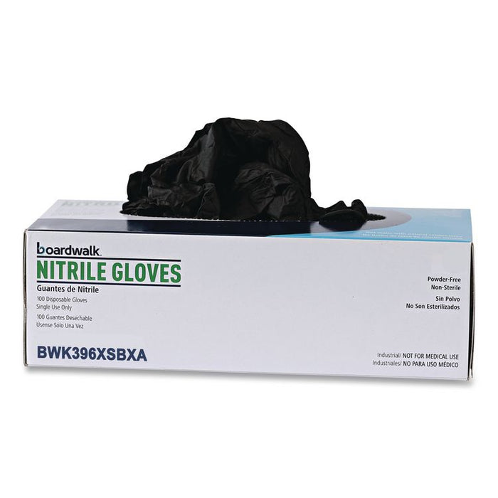 396 Series Disposable General-Purpose Nitrile Gloves, Powder-Free, X-Small, 4.4 mil Thick, 9.5" Long, Black, 100/Box,10 BX/CT