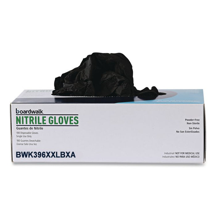 396 Series Disposable General-Purpose Nitrile Gloves, Powder-Free, XX-Large, 4.4 mil Thick, 9.5" Long, Black, 100/Box